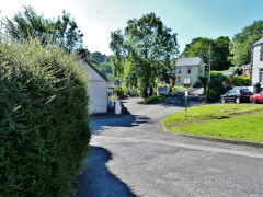 
The Merthyr Tramroad (or Pen-y-darren Tramroad) looking South past the tollhouse, Quakers Yard, September 2012
